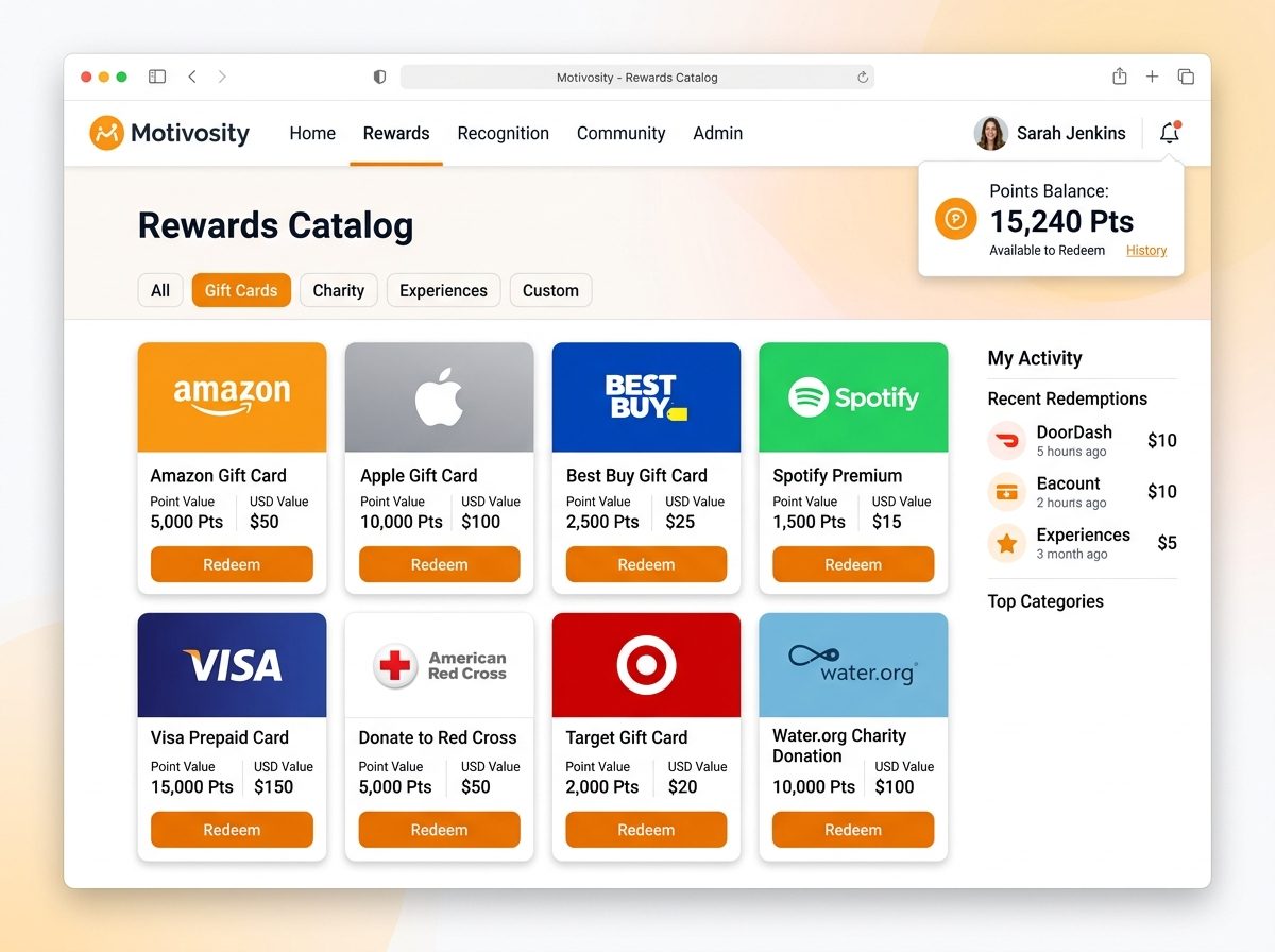 Rewards Catalog interface