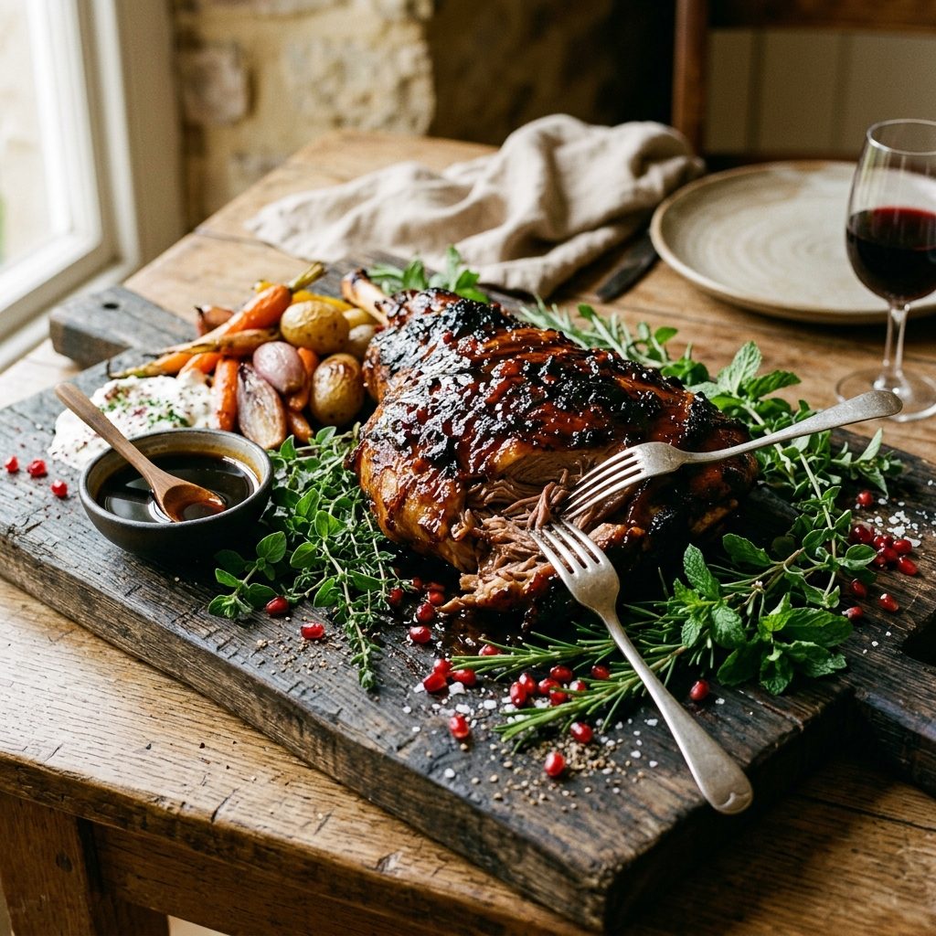 Slow-Roasted Lamb Shoulder with Pomegranate