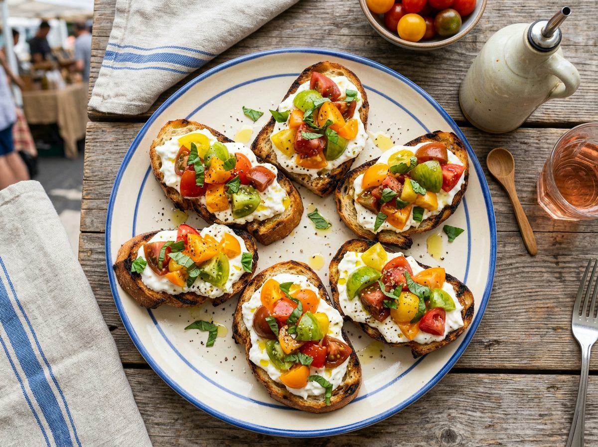 Heirloom Tomato & Stracciatella Bruschetta