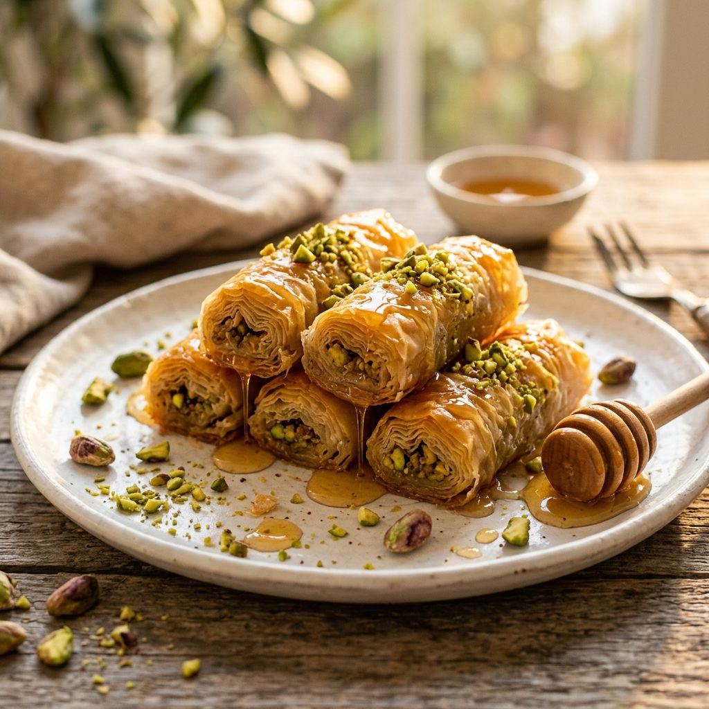 Honey-Glazed Baklava Rolls