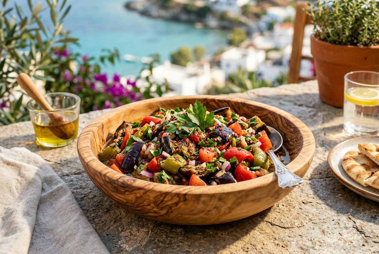 Roasted Eggplant & Pepper Salad