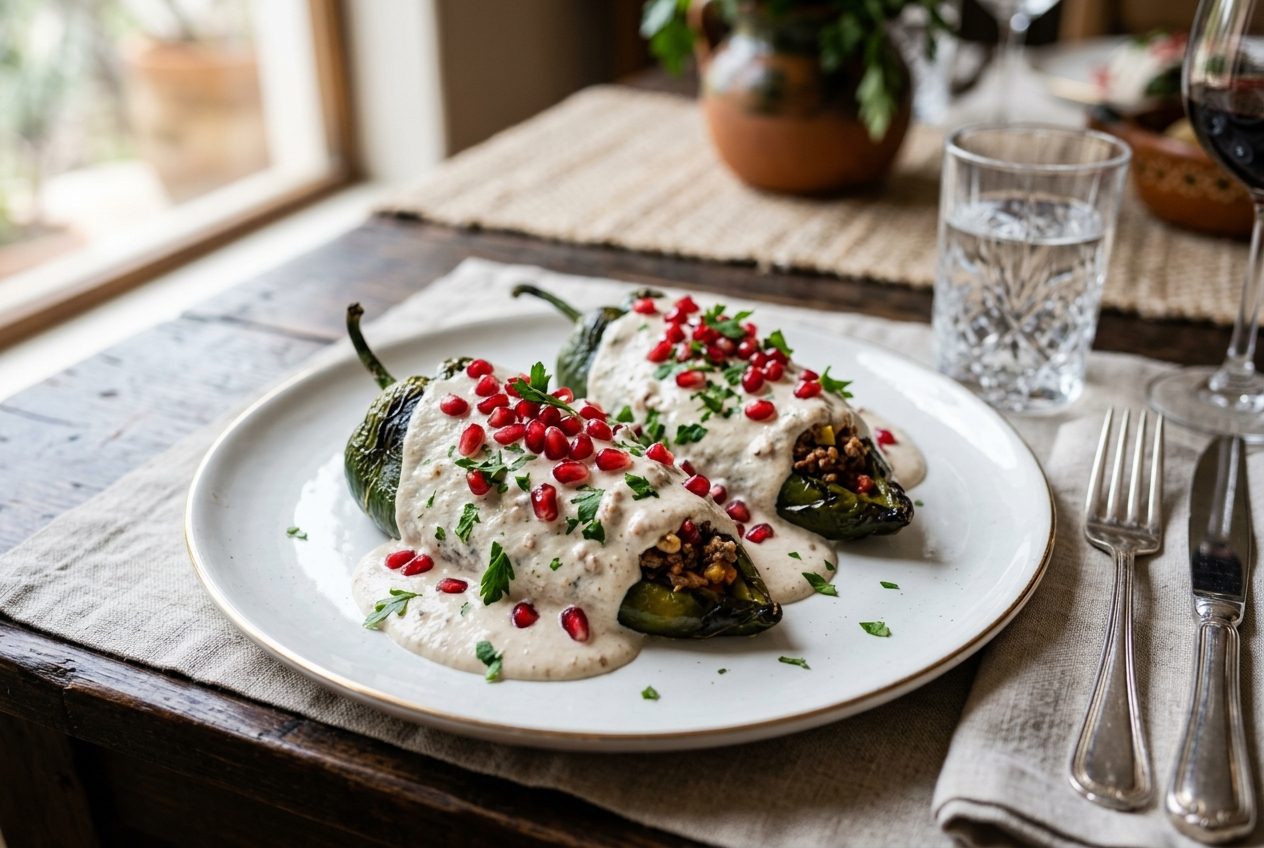 Puebla Chiles en Nogada with walnut cream