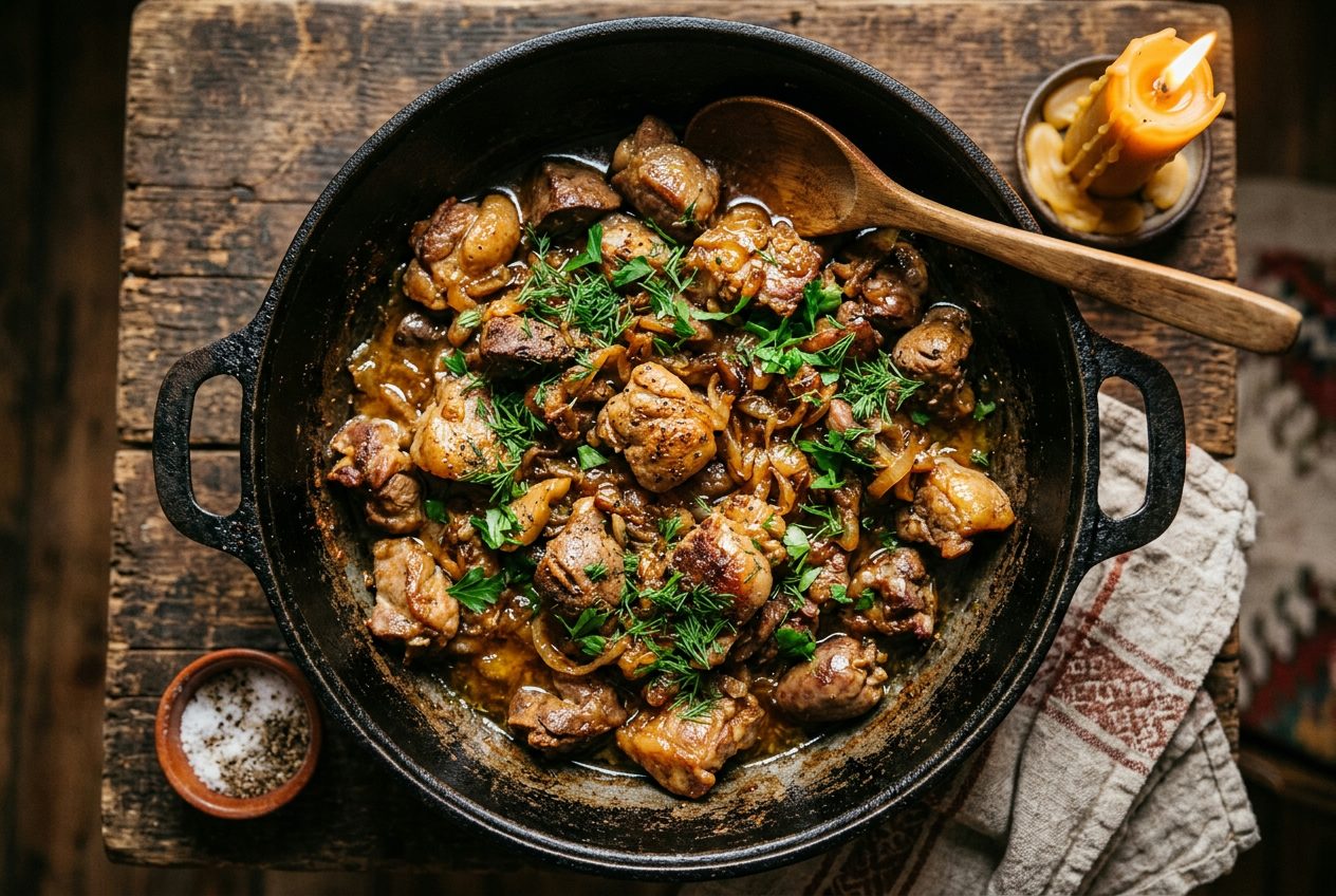 Kuyrdak in a cast-iron kazan
