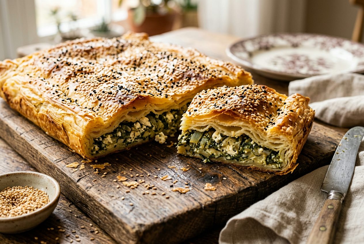 Simit-Crusted Börek with Spinach & White Cheese
