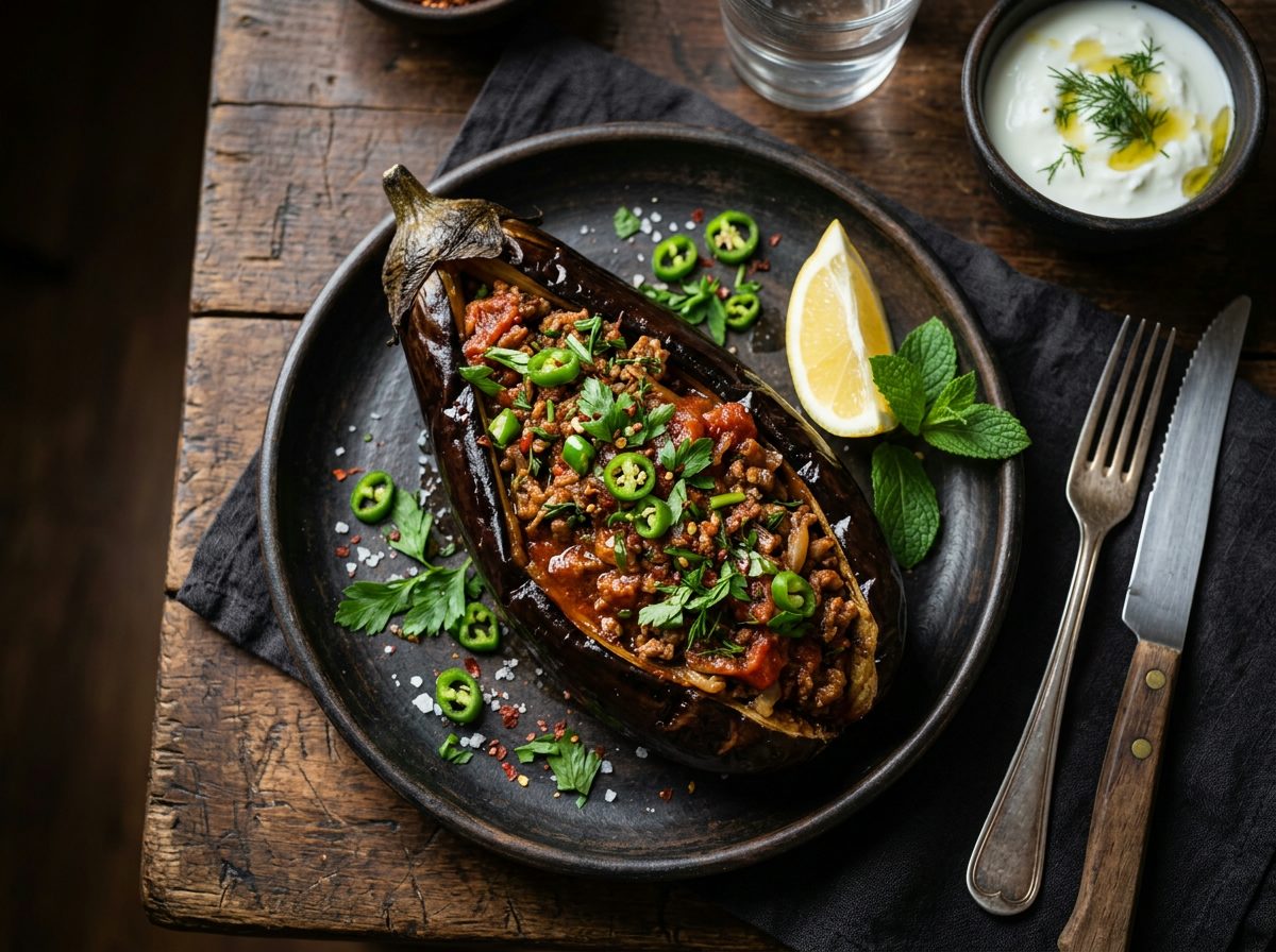 Karnıyarık — Baked Stuffed Aubergine
