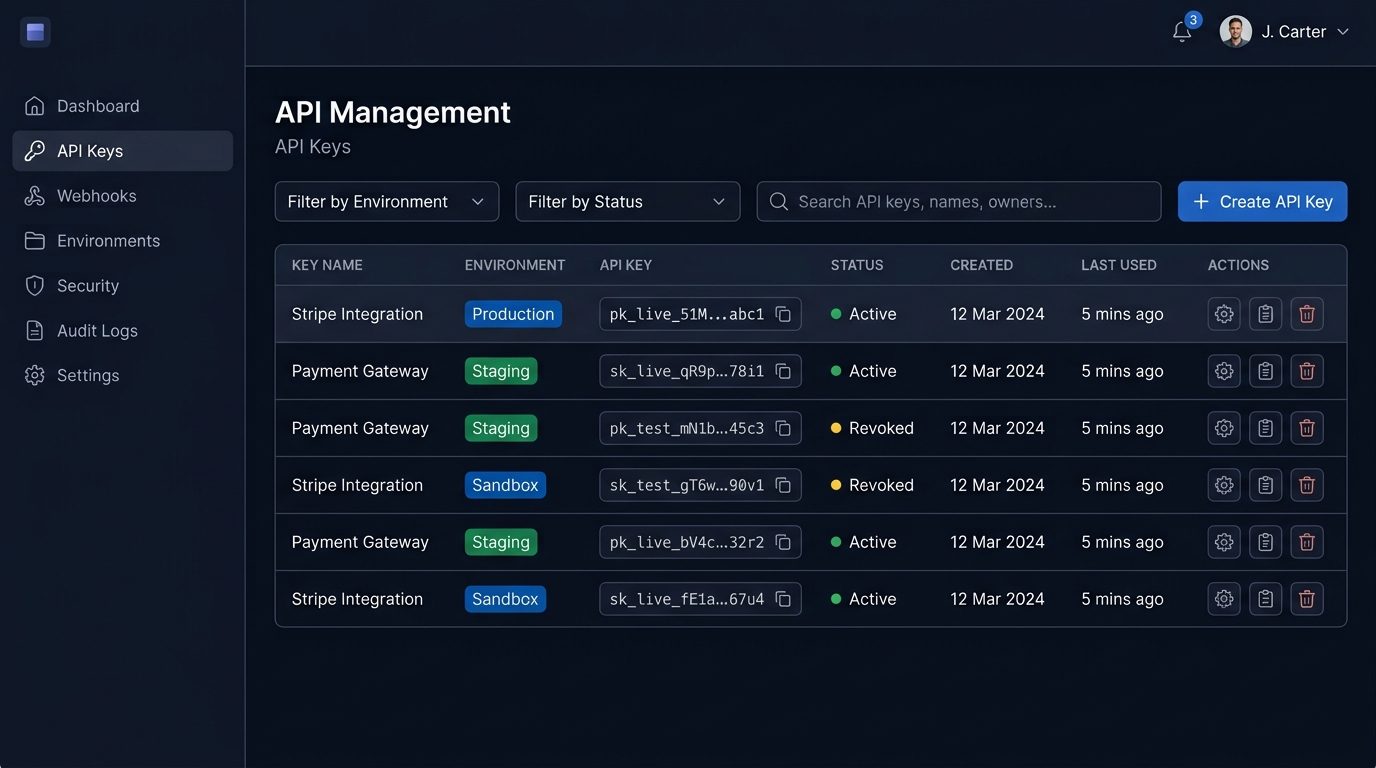 Unified Key Inventory dashboard view