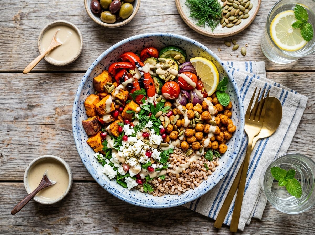 Mediterranean Grain Bowl with Tahini Dressing