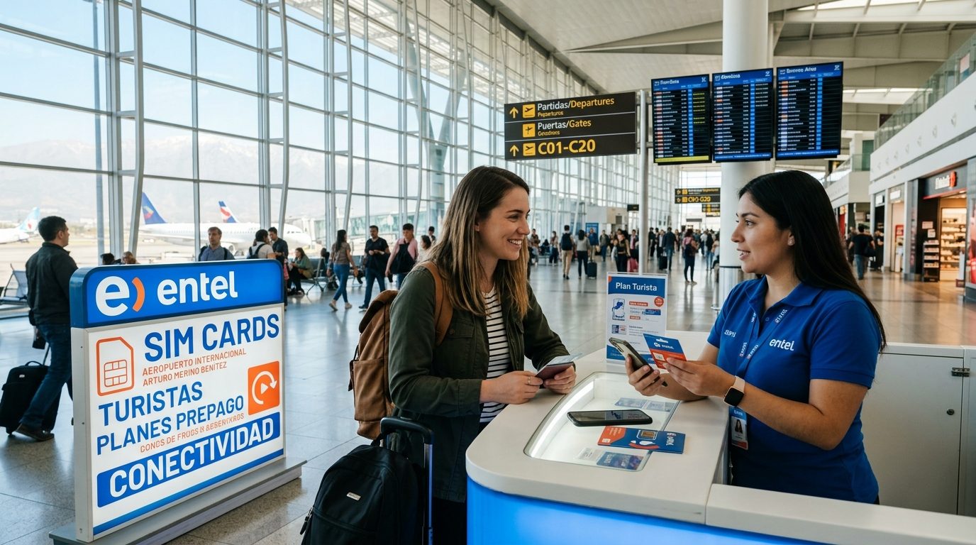 Cómo comprar una SIM física al llegar al aeropuerto de Santiago