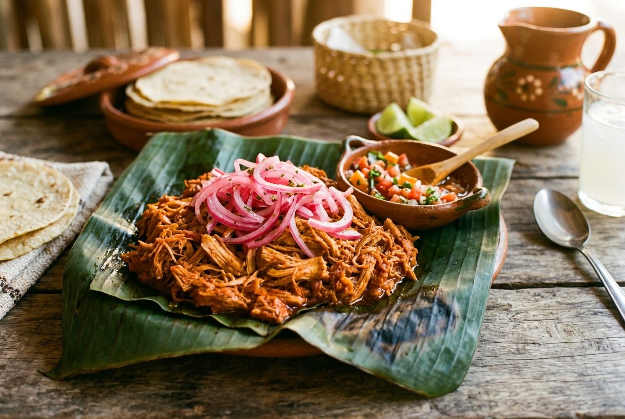 Yucatán Cochinita Pibil on banana leaf