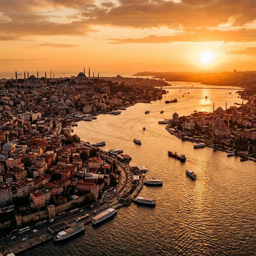 Istanbul Bosphorus at golden hour